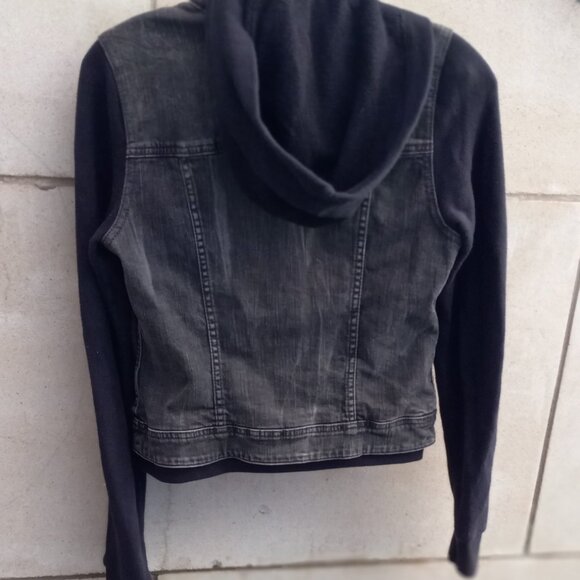 American Eagle Ladies Hoodie Sweat Jeans Jacket in Slack (S) - Picture 7 of 15